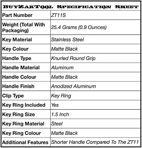 Zak Tool Shortened Round Swivel Key, Black