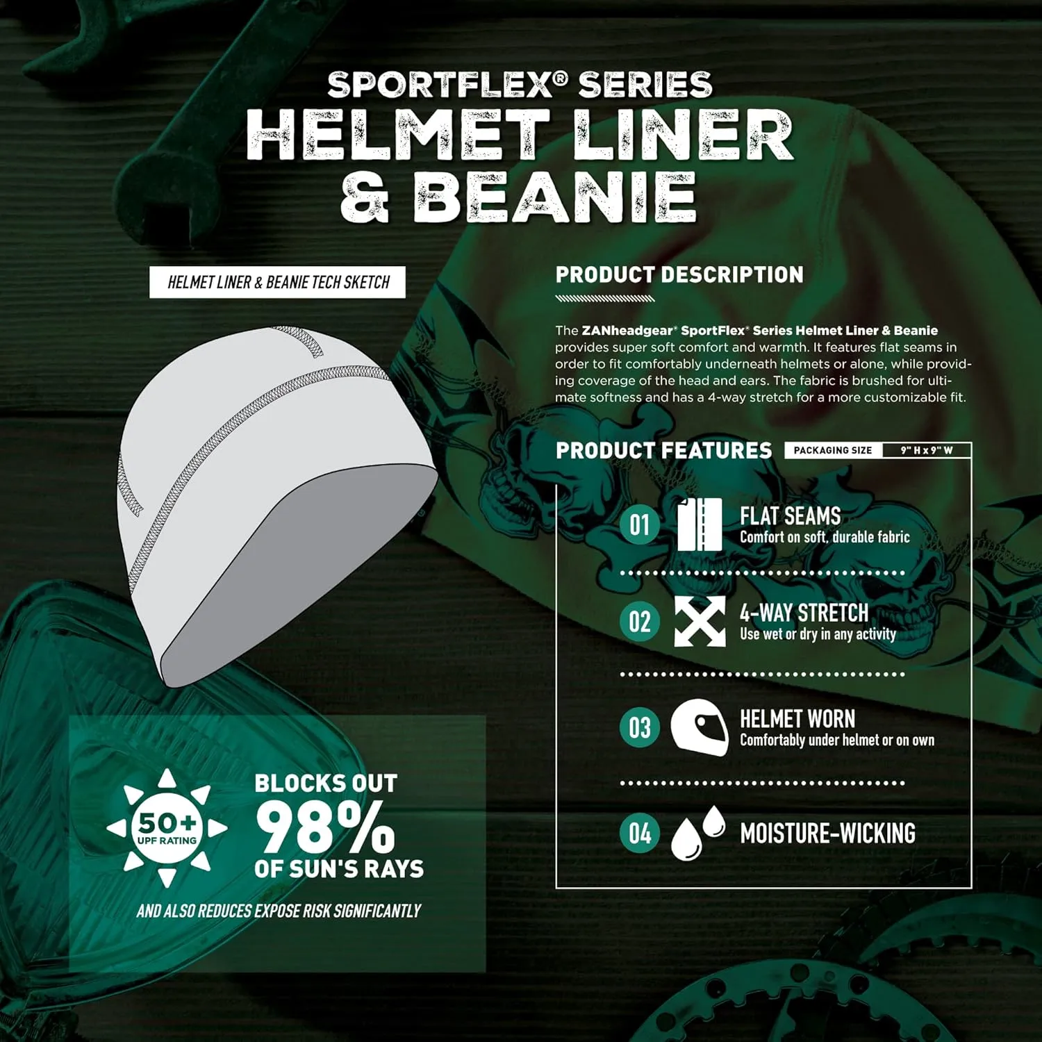 ZANHEADGEAR SportFlex Series Helmet Liner Beanie - One Size