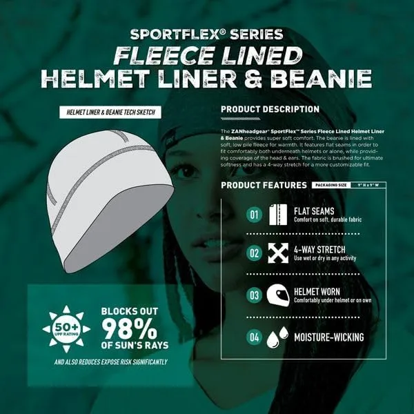 Zanheadgear® Helmet Liner/Beanie SportFlex® Series Fleece Lined