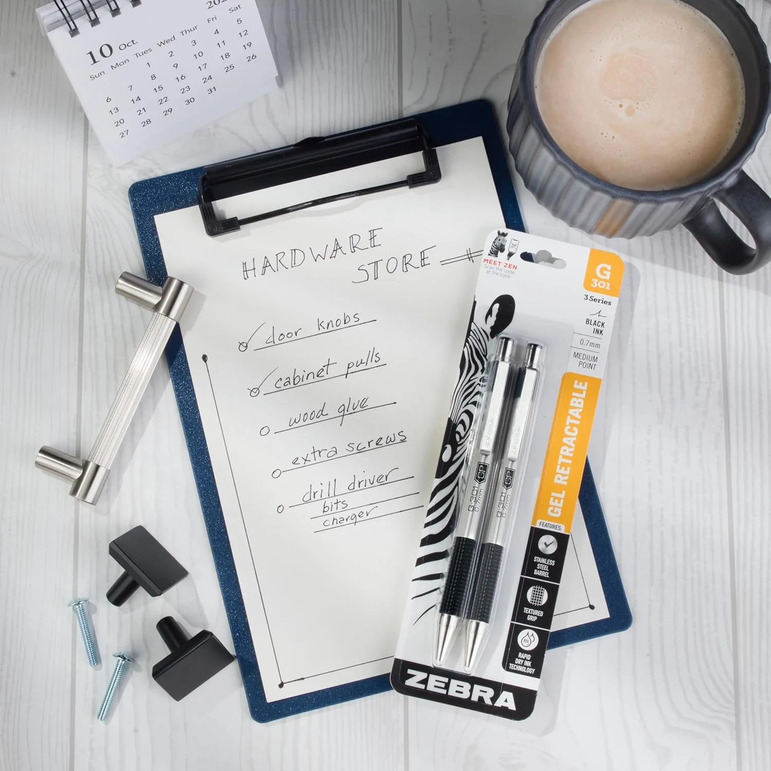 Zebra Pen G-301 Retractable Gel Pen 0.7mm Medium Point Stainless Steel Barrel