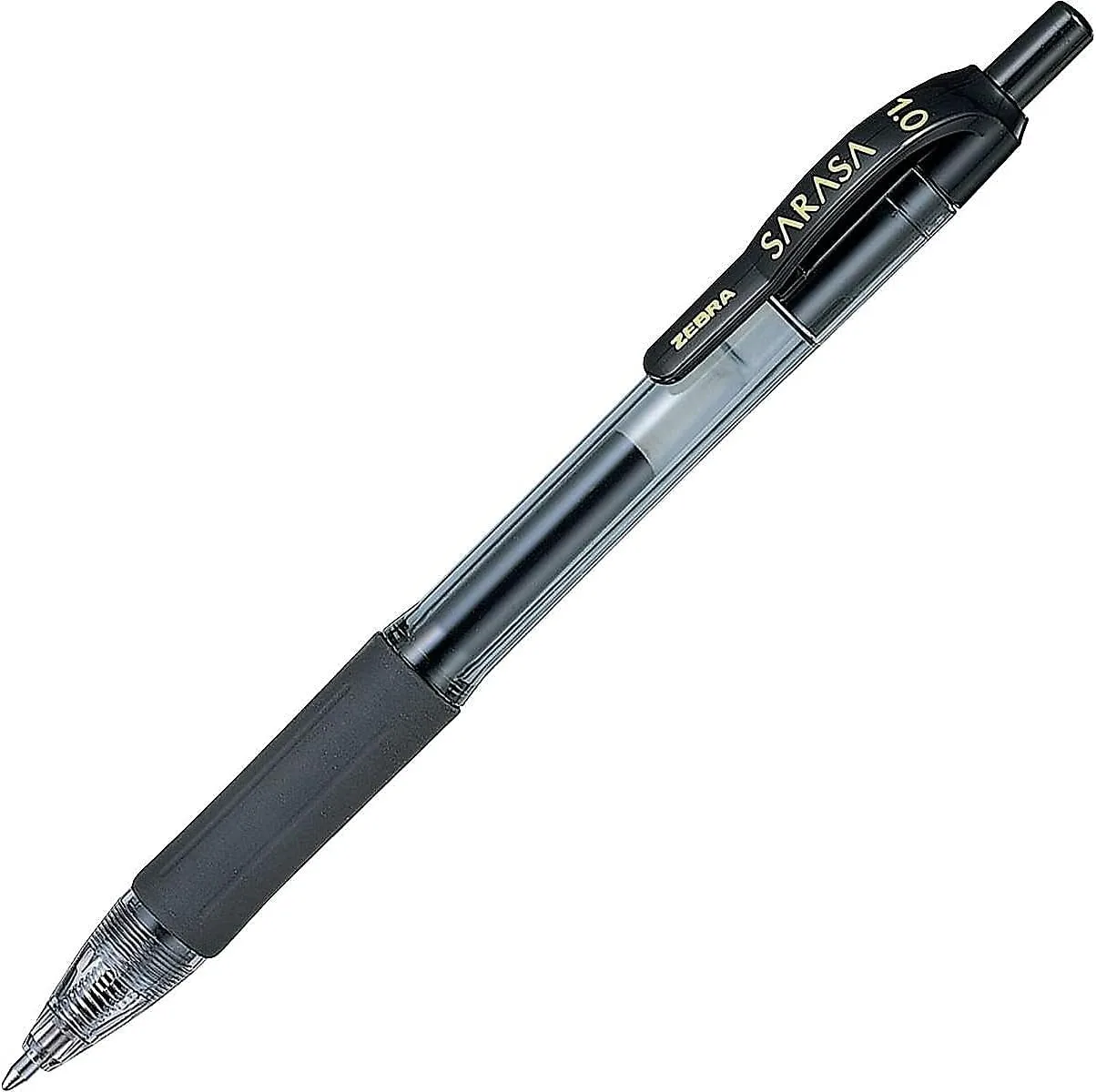 Zebra Sarasa Retractable Gel Pens, 12 Pack, 1.0mm Bold, Black Ink