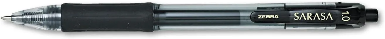 Zebra Sarasa Retractable Gel Pens, 12 Pack, 1.0mm Bold, Black Ink