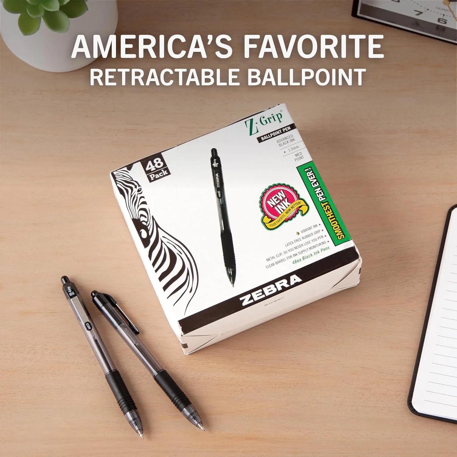 Zebra Pen Z-Grip Retractable Ballpoint Pen, Medium Point 1.0 mm