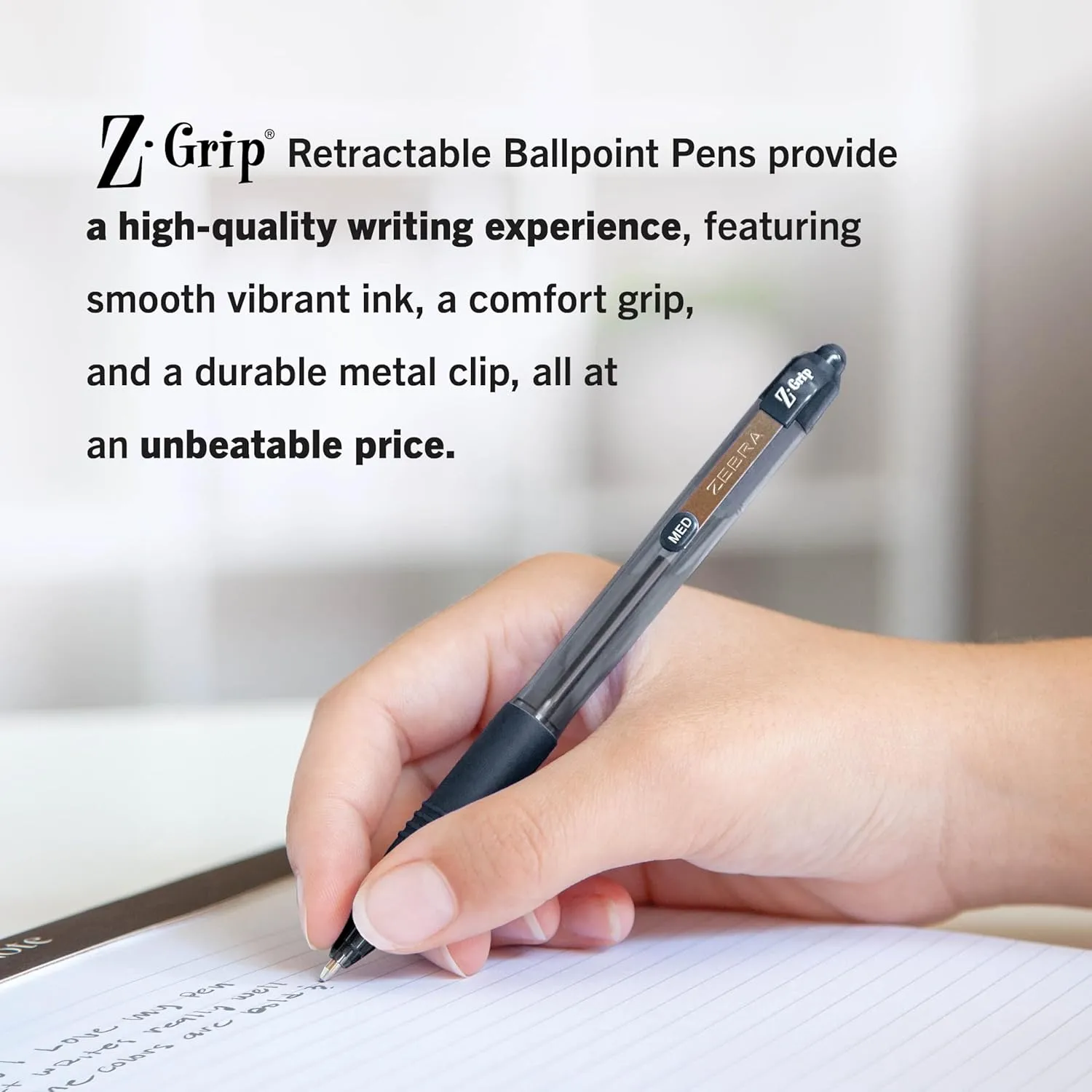 Zebra Pen Z-Grip Retractable Ballpoint Pen, Medium Point 1.0 mm