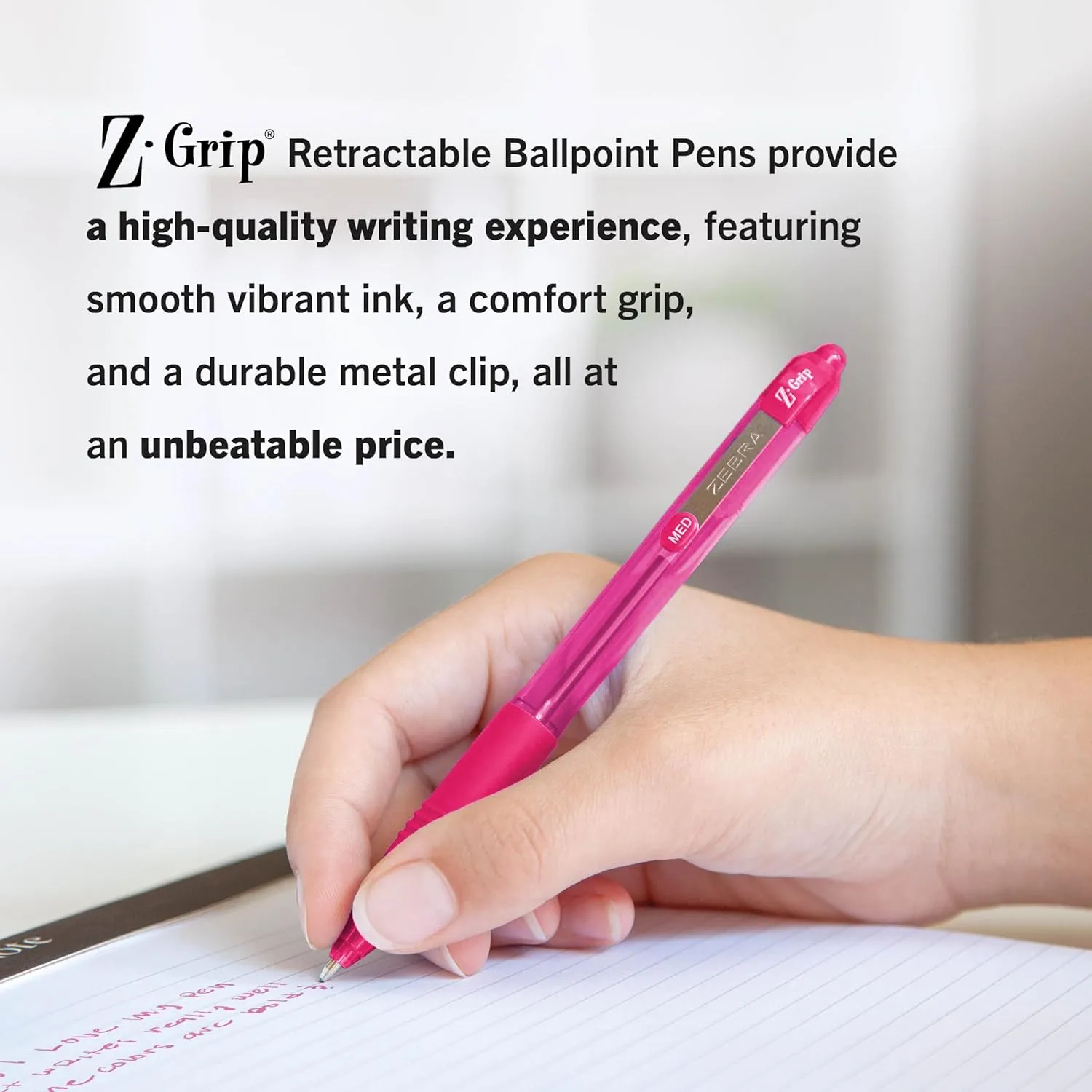 Zebra Pen Z-Grip Retractable Ballpoint Pen, Medium Point 1.0 mm