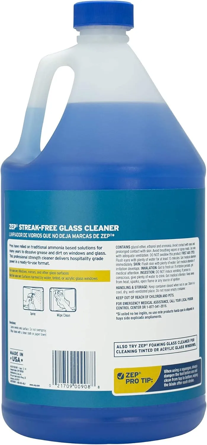 Zep Streak-Free Glass Cleaner, Professional-Strength, Ready-to-Use