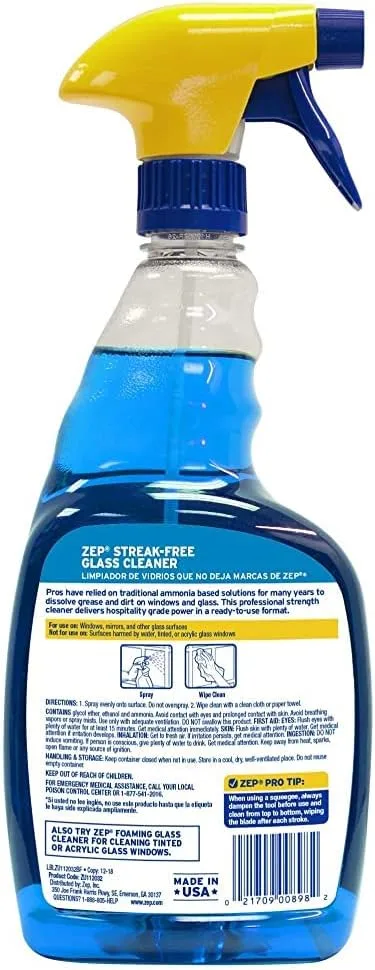Zep Streak-Free Glass Cleaner, Professional-Strength, Ready-to-Use