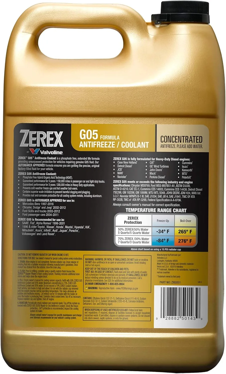 Zerex G05 Phosphate Free Concentrate Antifreeze Coolant 1 Gallon