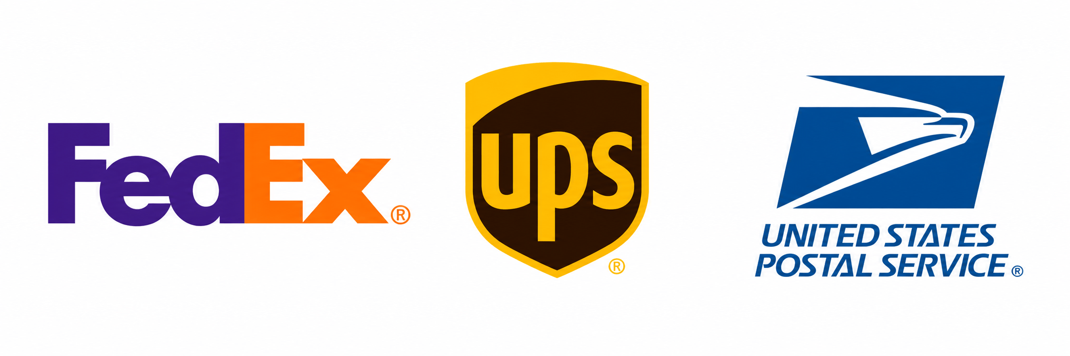 Shipping carriers: FedEx, UPS and USPS Shipping carriers: FedEx, UPS and USPS