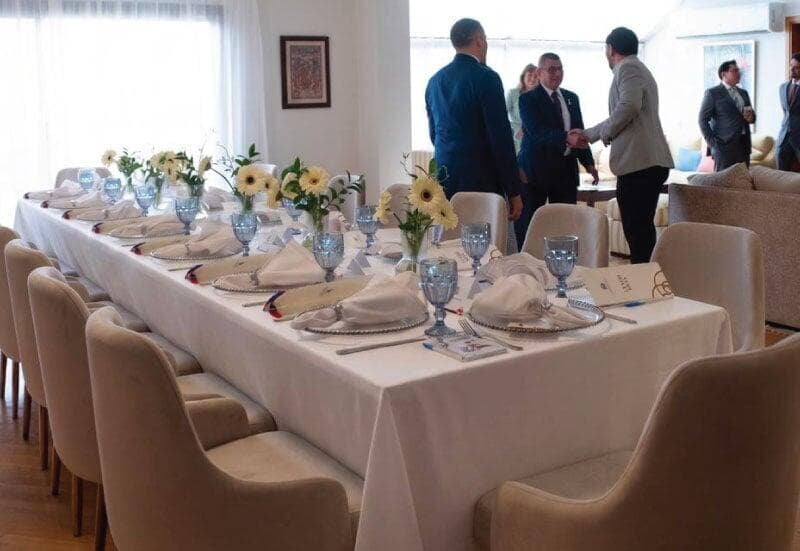 Formal seated diplomatic lunch for the Dominican Republic Embassy in Cairo