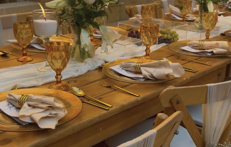 Elegant seated dining table setup