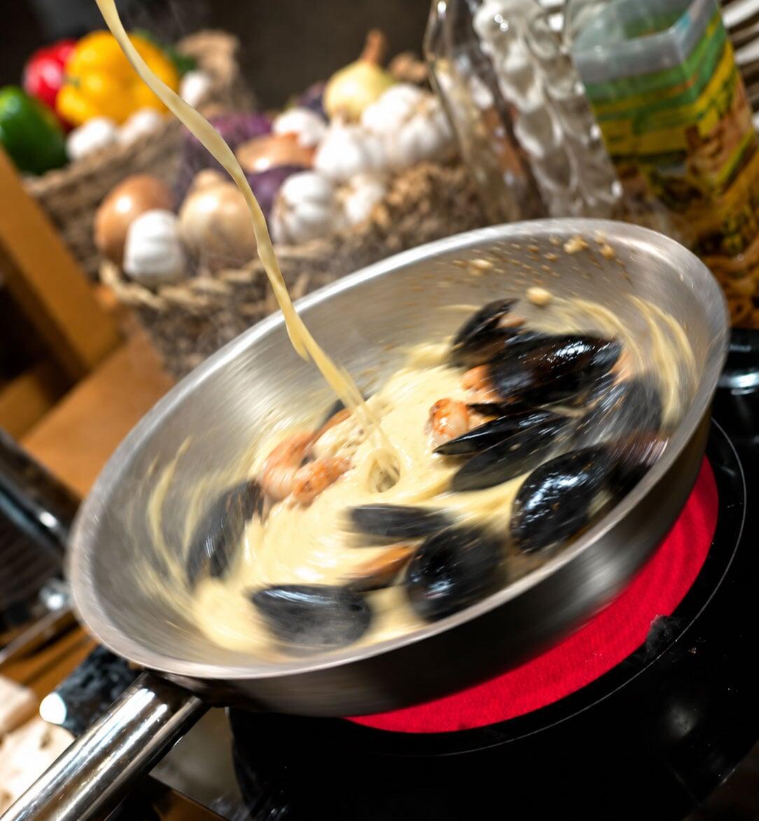 Seafood pasta live station Seafood pasta live station