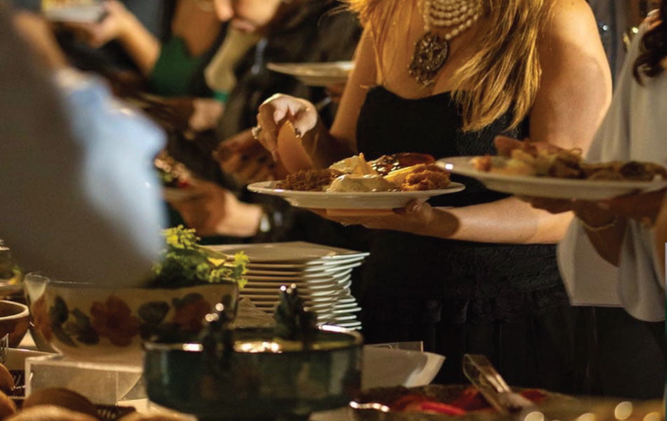 Wedding guest at open buffet in Police Museum at LOriental catered event - Sept 2025